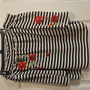 Off shoulder, Black, flower embroidery, York & Company woman's blouse, large